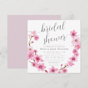 Elegantes Cherry Blossom Blumenreath Brautparty Einladung