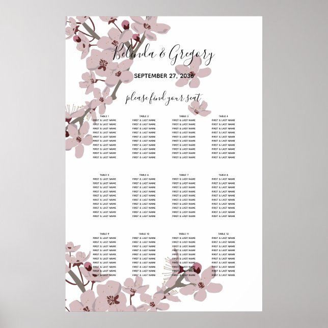Elegantes Cherry Blossom Hochzeitssattel Poster (Vorne)