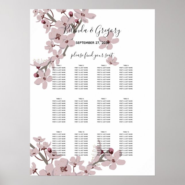 Elegantes Cherry Blossom Hochzeitssattel Poster (Vorne)