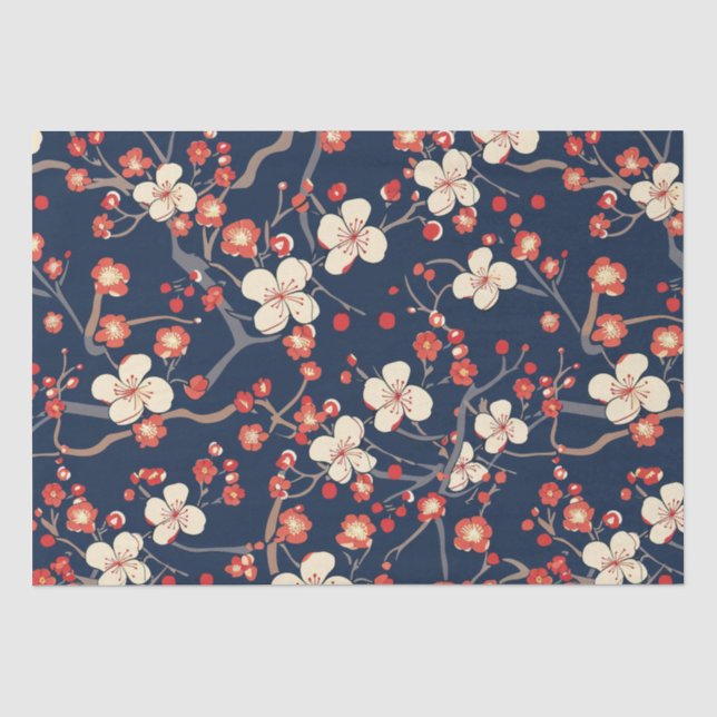 Elegantes Cherry Blossom Nahtloses Muster (10) Seidenpapier (Vorderseite)