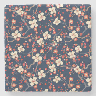 Elegantes Cherry Blossom Nahtloses Muster (10) Steinuntersetzer