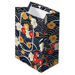 Elegantes Cherry Blossom Nahtloses Muster (12) Mittlere Geschenktüte