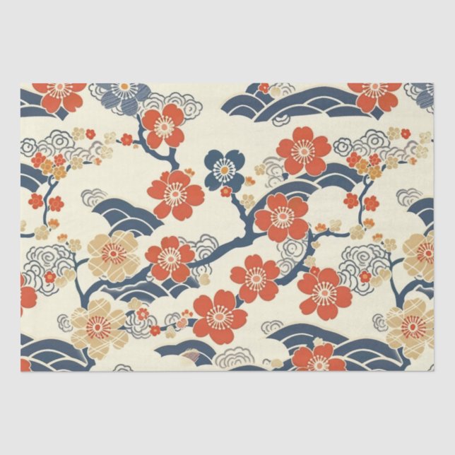 Elegantes Cherry Blossom Nahtloses Muster (14) Seidenpapier (Vorderseite)