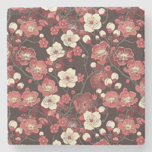 Elegantes Cherry Blossom Nahtloses Muster (16) Steinuntersetzer