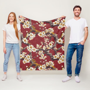 Elegantes Cherry Blossom Nahtloses Muster (17) Fleecedecke