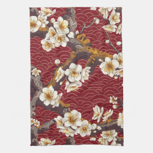 Elegantes Cherry Blossom Nahtloses Muster (17) Geschirrtuch