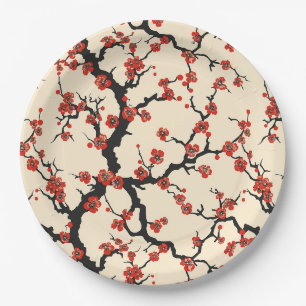 Elegantes Cherry Blossom Nahtloses Muster (1) Pappteller