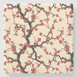 Elegantes Cherry Blossom Nahtloses Muster (1) Steinuntersetzer
