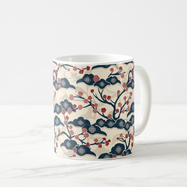 Elegantes Cherry Blossom Nahtloses Muster (2) Kaffeetasse (VorderseiteRechts)
