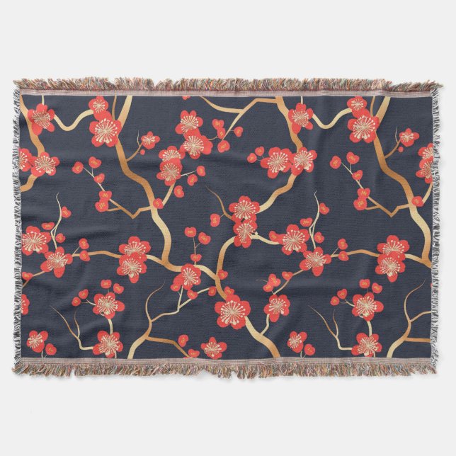 Elegantes Cherry Blossom Nahtloses Muster (3) Decke (Vorderseite)