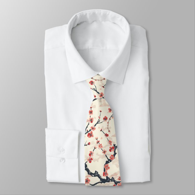 Elegantes Cherry Blossom Nahtloses Muster (5) Krawatte (Gebunden)