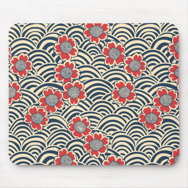 Elegantes Cherry Blossom Nahtloses Muster (8) Mousepad (Vorne)