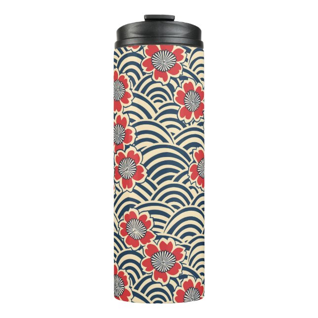 Elegantes Cherry Blossom Nahtloses Muster (8) Thermosbecher (Vorderseite)