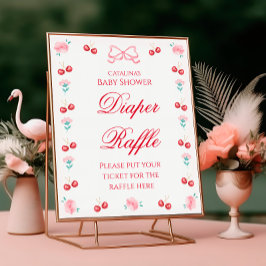 Elegantes Cherry Floral Diaper Raffle Poster