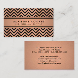 Elegantes Chevron-Muster Kupfer-Faux-Folie und Sch Visitenkarte