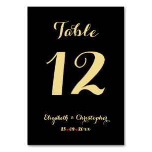 Elegantes Chic Black Imitats Gold Wedding Brautpar Tischnummer