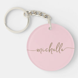 Elegantes Chic Blush Pink Gold Monogram Script Schlüsselanhänger