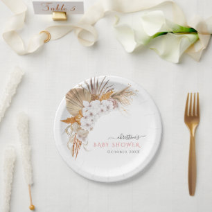 Elegantes Chic Boho White Blume Brautparty Pappteller