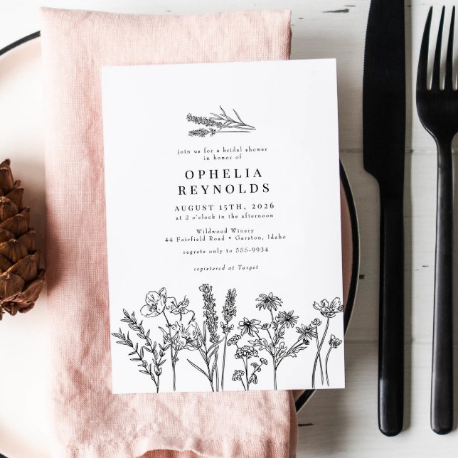 Elegantes Chic Boho Wildblume Brautparty Einladung (Von Creator hochgeladen)