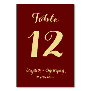Elegantes Chic Brown Imitate Gold Wedding Brautpar Tischnummer