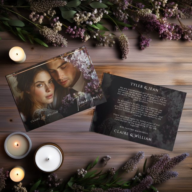 Elegantes Chic Custom Wedding Foto Dankeschön Card Dankeskarte (Von Creator hochgeladen)