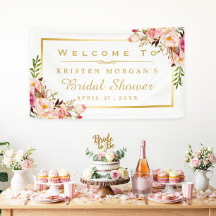 Elegantes Chic Floral Gold Frame Brautparty Banner