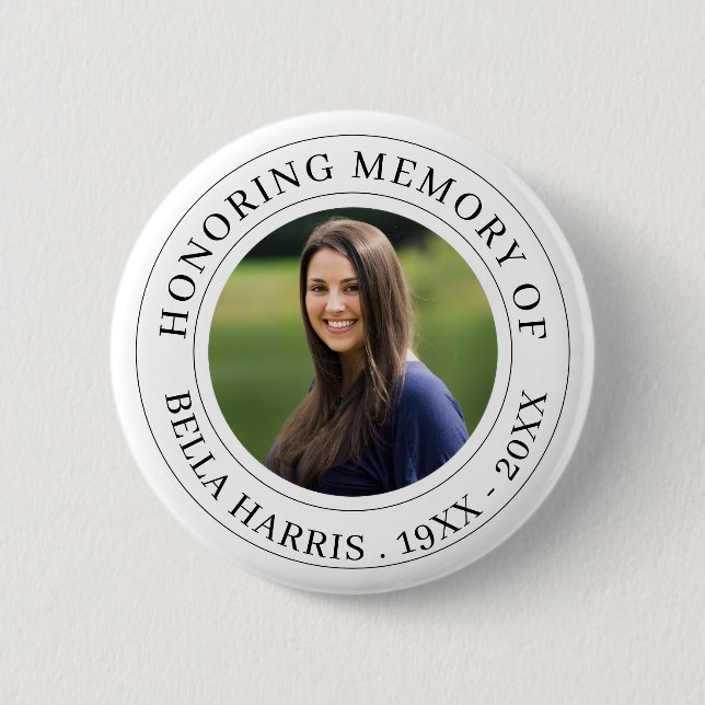 Elegantes Chic Gedenkfoto-Tribut-Design Button (Vorderseite)