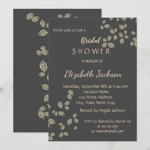Elegantes Chic Gold Blätter Brautparty Einladung