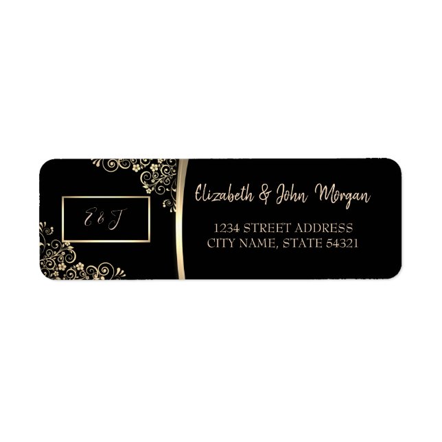 Elegantes Chic Gold Blume Adressetikett (Vorne)