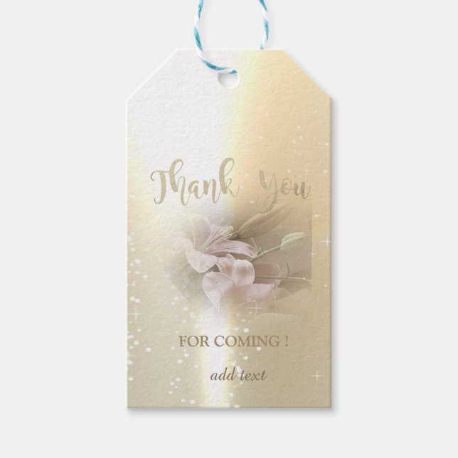 Elegantes Chic Gold, Blume Danke Geschenkanhänger (Vorderseite)