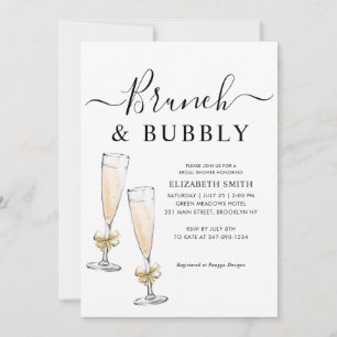 Elegantes Chic Gold Brunch und Bubbly Brautparty Einladung