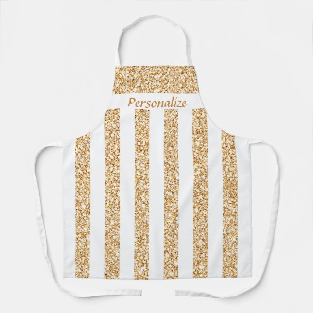 Elegantes Chic Gold Glitzer Muster Personalisiert Schürze (Vorderseite)