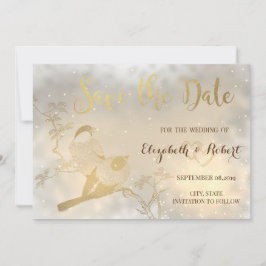 Elegantes Chic Gold Hearts, Vögel Save the Date