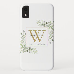 Elegantes Chic Gold Monogramm Grün Case-Mate iPhone Hülle