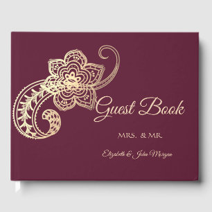 Elegantes Chic Gold Paisley  Gästebuch