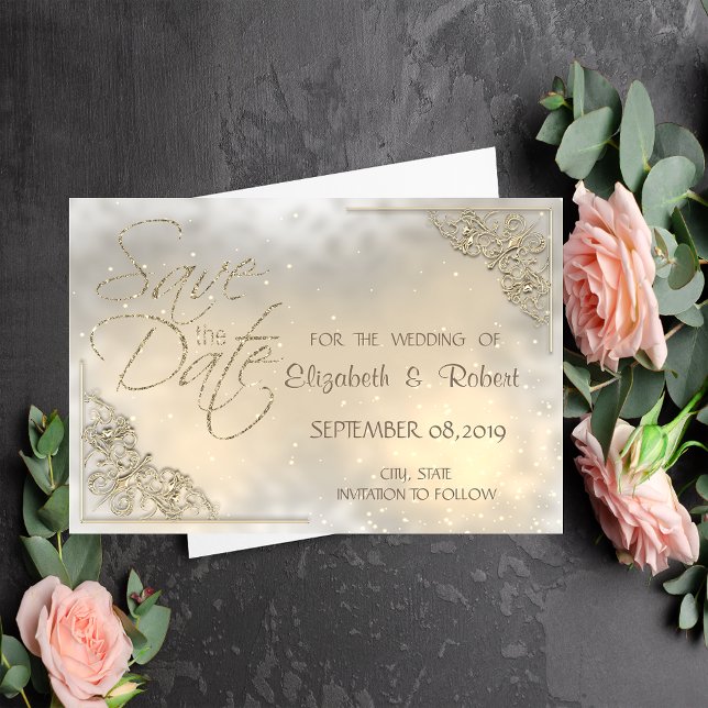 Elegantes Chic Gold Rahmen Save-the-Date Save The Date (Von Creator hochgeladen)