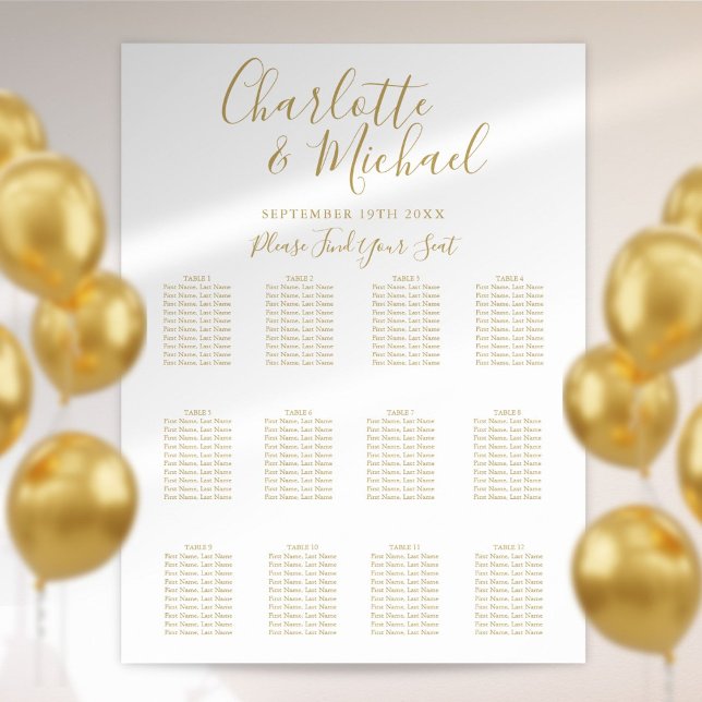 Elegantes Chic Gold Seating Chart Poster (Von Creator hochgeladen)