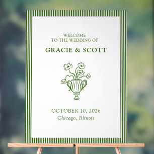Elegantes Chic Green und White Wedding Willkommens Acrylschild