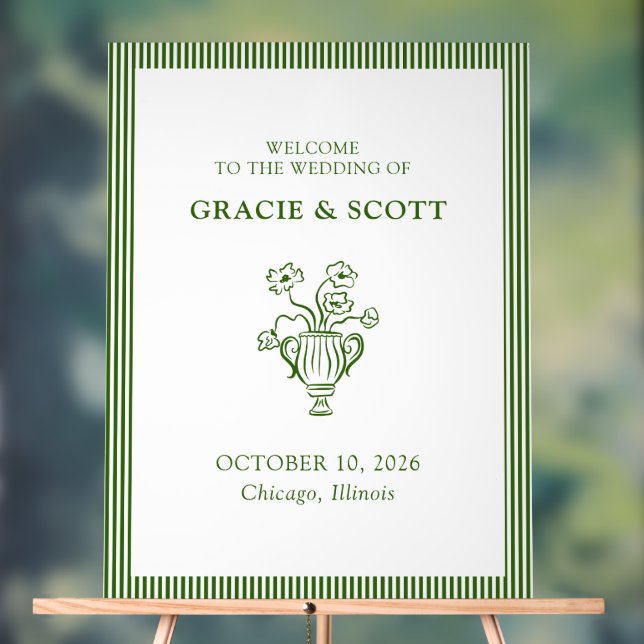 Elegantes Chic Green und White Wedding Willkommens Acrylschild (Neutral)