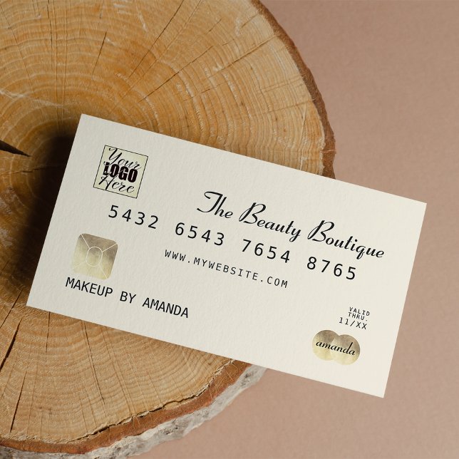 Elegantes Chic Ivory Gold Luxury Credit Card Logo Visitenkarte (Elegant Chic Ivory Gold Luxury Credit Card Logo )