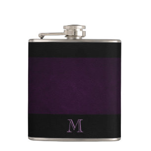 Elegantes Chic-Leder-Look Monogramm Flachmann
