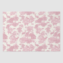 Elegantes Chic Light Pink Toile Deer Woodland