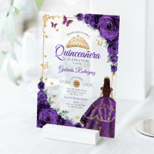 Elegantes Chic Lila Rosen Gold Quinceanera