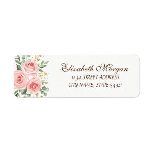 Elegantes Chic Luxury Pink Roses Adressetikett