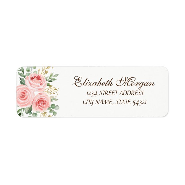 Elegantes Chic Luxury Pink Roses Adressetikett (Vorne)