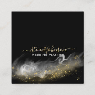 Elegantes Chic Magic Dust Gold Sparkle Script Schw Quadratische Visitenkarte