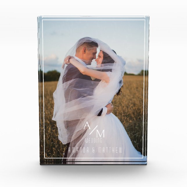 Elegantes Chic Monogram-Foto Fotoblock (Vorderseite)