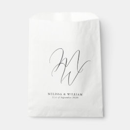 Elegantes Chic Monogram Modernes Schwarz & Weiß Geschenktütchen