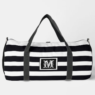 Elegantes Chic Monogramm Einfach S & W Streifen Gr Duffle Bag