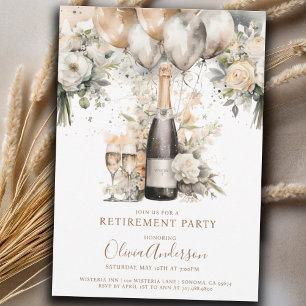 Elegantes Chic Retirement-Party   Champagne Balloo Einladung